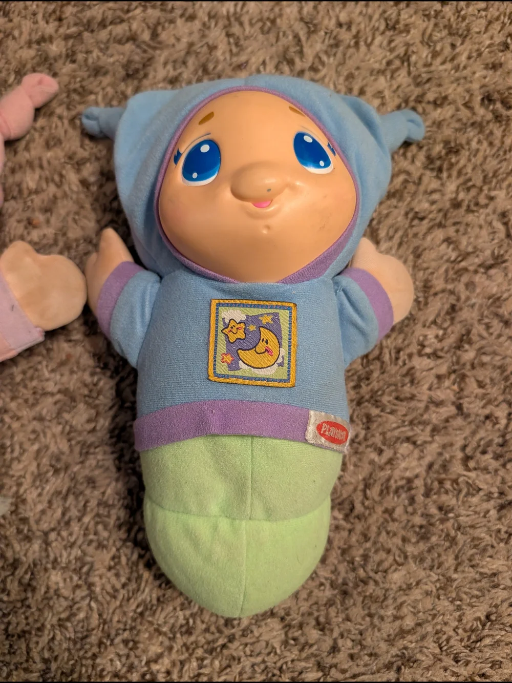 Vintage Playakool Pink and Blue Gloworm Dolls - Set of 2